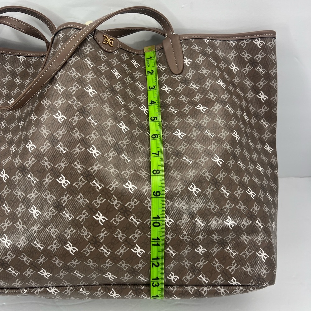 SAM EDELMAN HARPER MONOGRAM SHOPPER TOTE WITH SMALL POUCH, TAUPE COLOR - Picture 13 of 17
